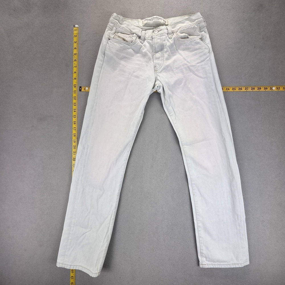 Diesel Jeans Mens 30x32 White Zerox Altered Hem Made In Italy Button Fly 00838